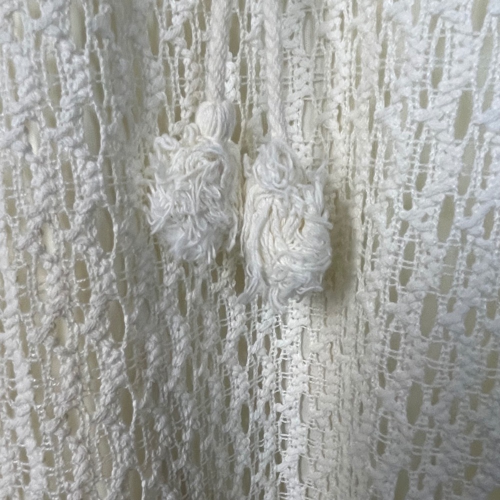 Reba Woman Crochet Tunic Top Cream‎ White Lace Up V Neck 3/4 Sleeve Plus Size 2X - Picture 8 of 9